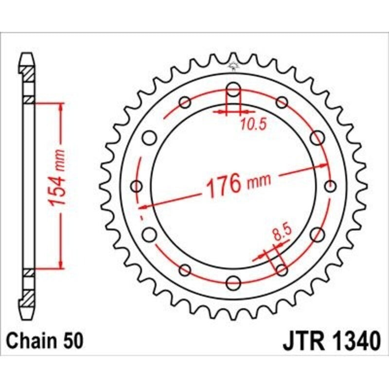 Corona JT 1340 de zinc negro con 44 dientes JT SPROCKETS JTR1340.44ZBK