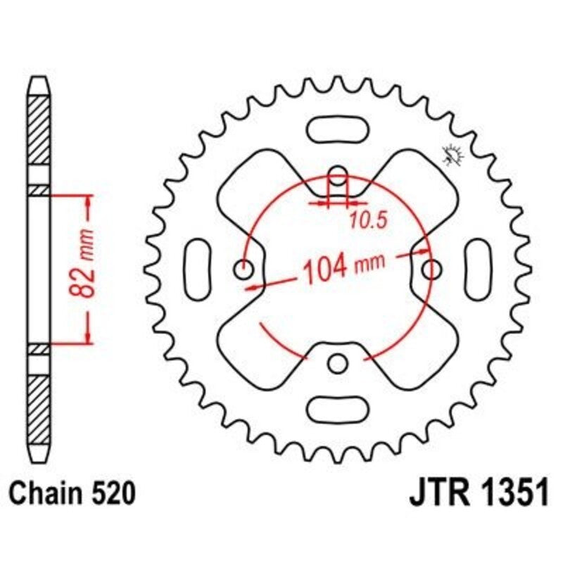 Corona JT 1351 de acero con 40 dientes JT SPROCKETS JTR1351.40