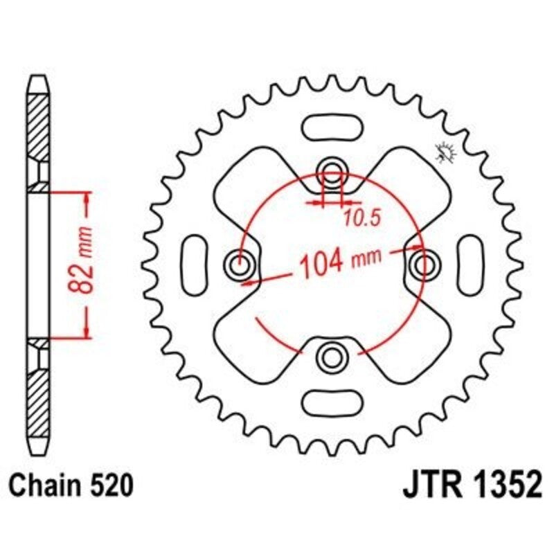 Corona JT 1352 de acero con 40 dientes JT SPROCKETS JTR1352.40