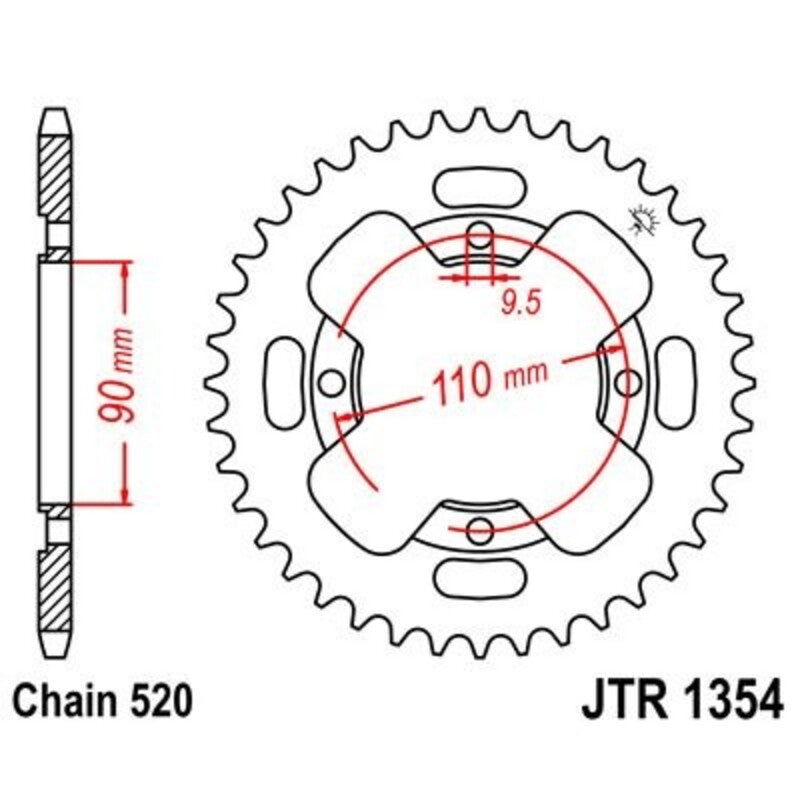 Corona JT 1354 de acero con 38 dientes JT SPROCKETS JTR1354.38