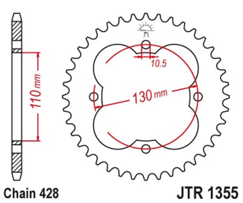 Corona JT 1355 de acero con 48 dientes JT SPROCKETS JTR1355.48