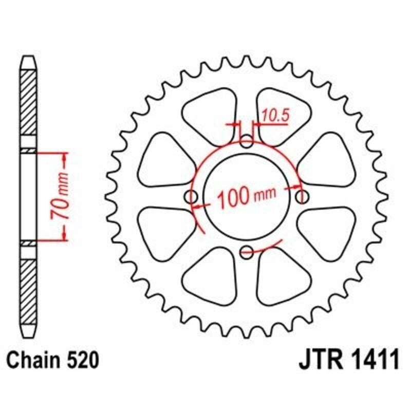 Corona JT 1411 de acero con 50 dientes JT SPROCKETS JTR1411.50