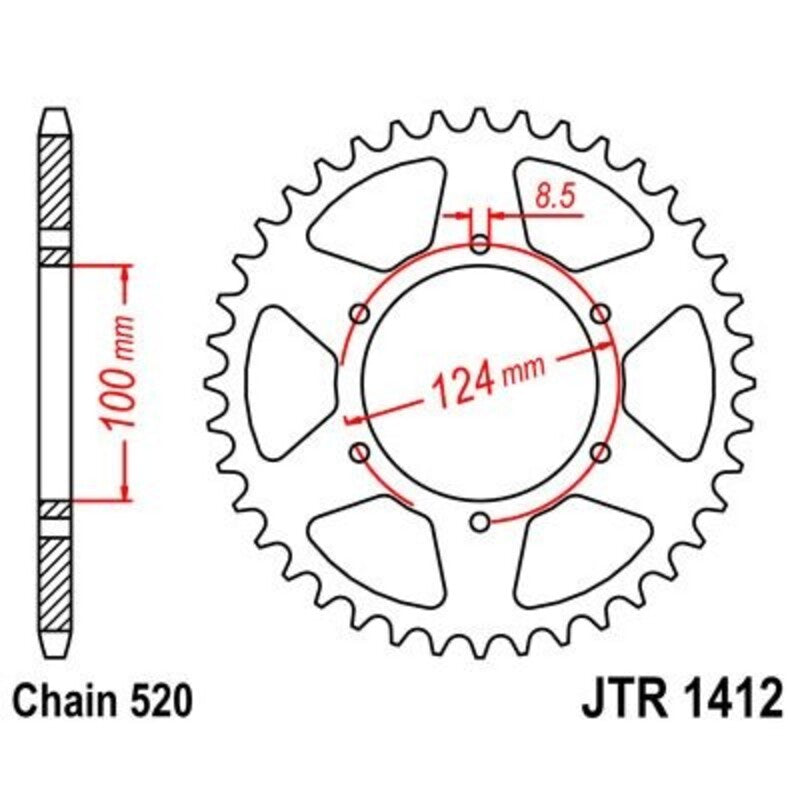 Corona JT 1412 de acero con 37 dientes JT SPROCKETS JTR1412.37