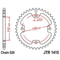 Corona JT 1415 de acero con 38 dientes JT SPROCKETS JTR1415.38