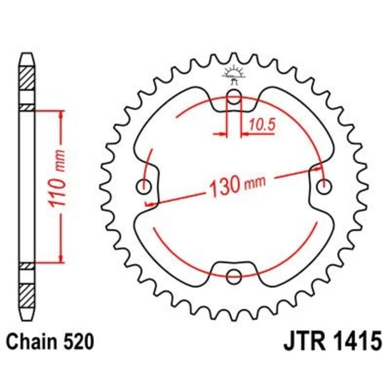Corona JT 1415 de acero con 38 dientes JT SPROCKETS JTR1415.38