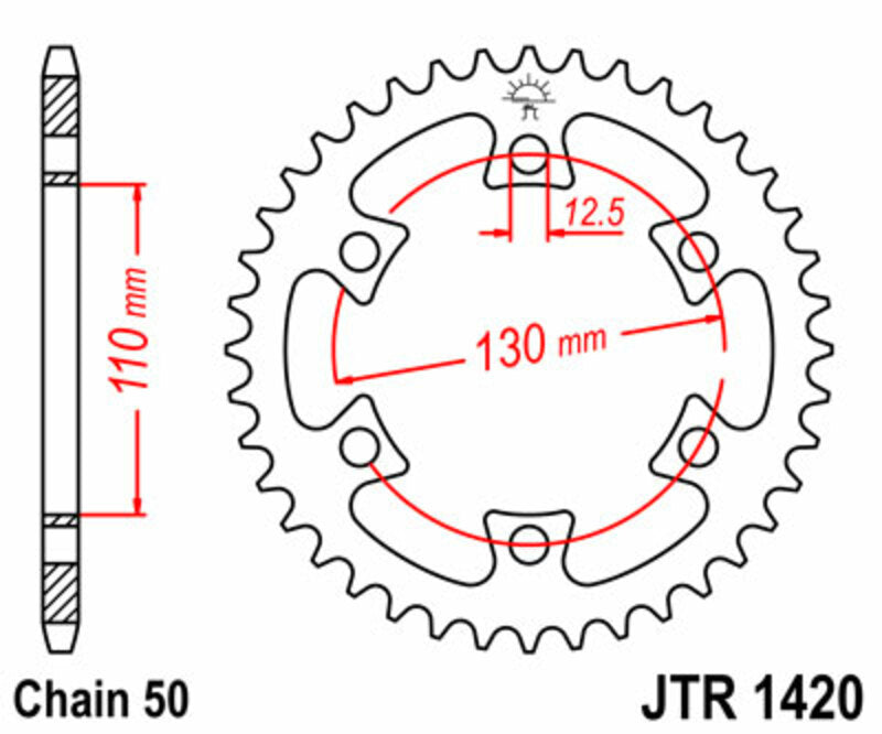 Corona JT SPROCKETS acero estándar 1420 - Paso 530 JT SPROCKETS JTR1420.40