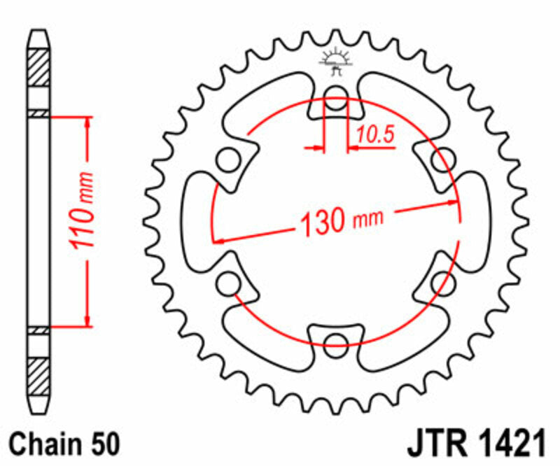 Corona JT SPROCKETS acero estándar 1421 - Paso 530 JT SPROCKETS JTR1421.40