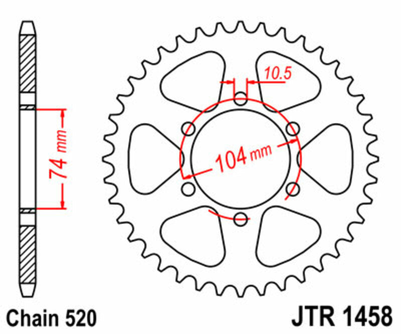 Corona JT 1458 de acero con 40 dientes JT SPROCKETS JTR1458.40