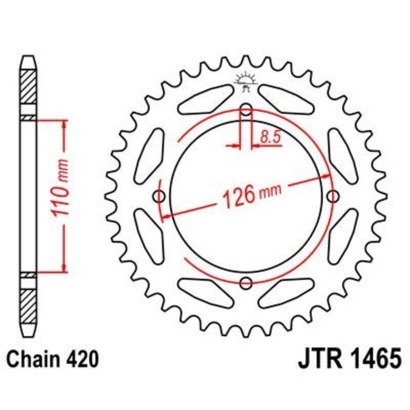 Corona JT SPROCKETS acero estándar 1465 - Paso 420 JT SPROCKETS JTR1465.46