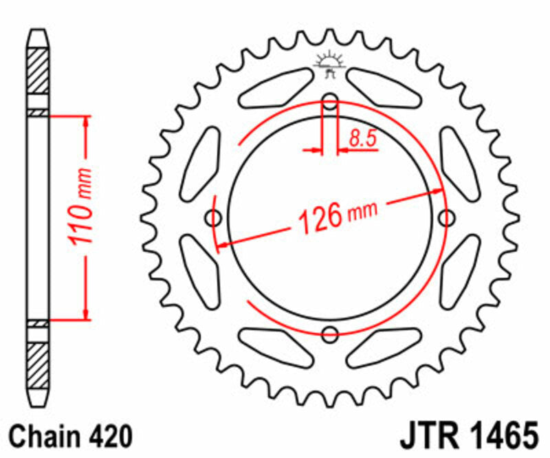 Corona JT 1465 de acero con 47 dientes JT SPROCKETS JTR1465.47