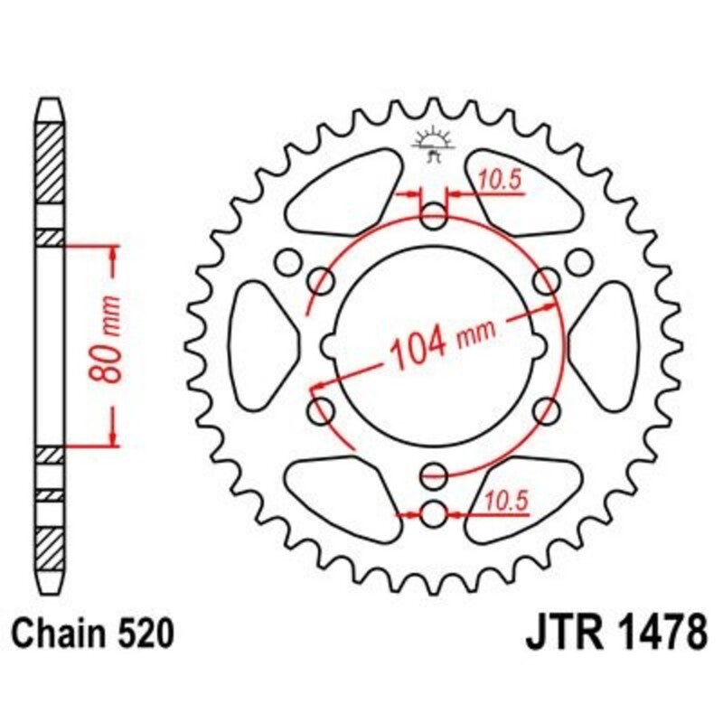 Corona JT 1478 de acero con 30 dientes JT SPROCKETS JTR1478.30