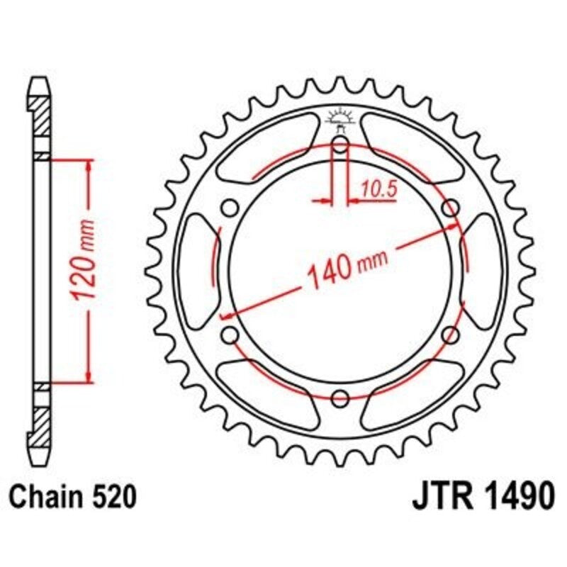 Corona JT 1490 de acero con 43 dientes JT SPROCKETS JTR1490.43