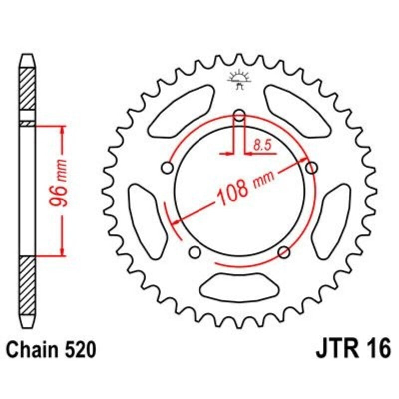 Corona JT 16 de acero con 40 dientes JT SPROCKETS JTR16.40
