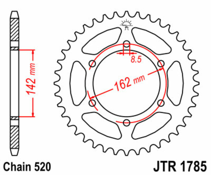 Corona JT SPROCKETS acero estándar 1785 - Paso 520 JT SPROCKETS JTR1785.48