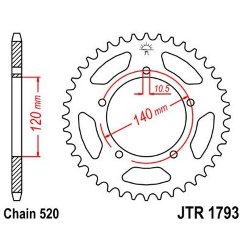 Corona JT 1793 de acero con 42 dientes JT SPROCKETS JTR1793.42