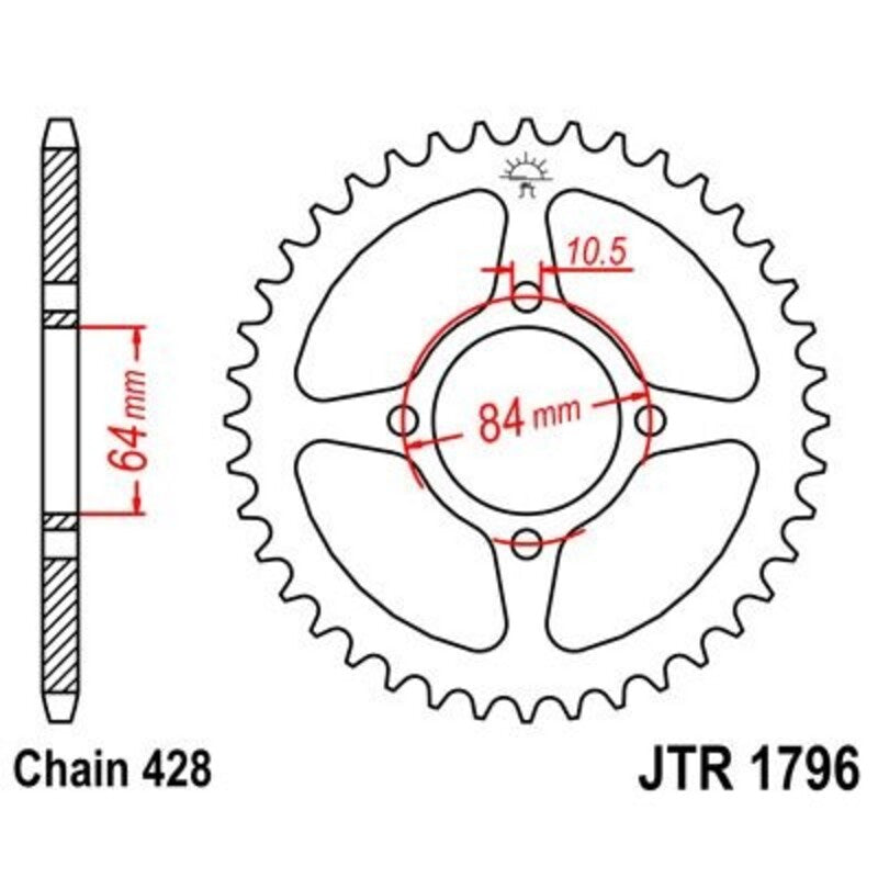 Corona JT 1796 de acero con 49 dientes JT SPROCKETS JTR1796.49