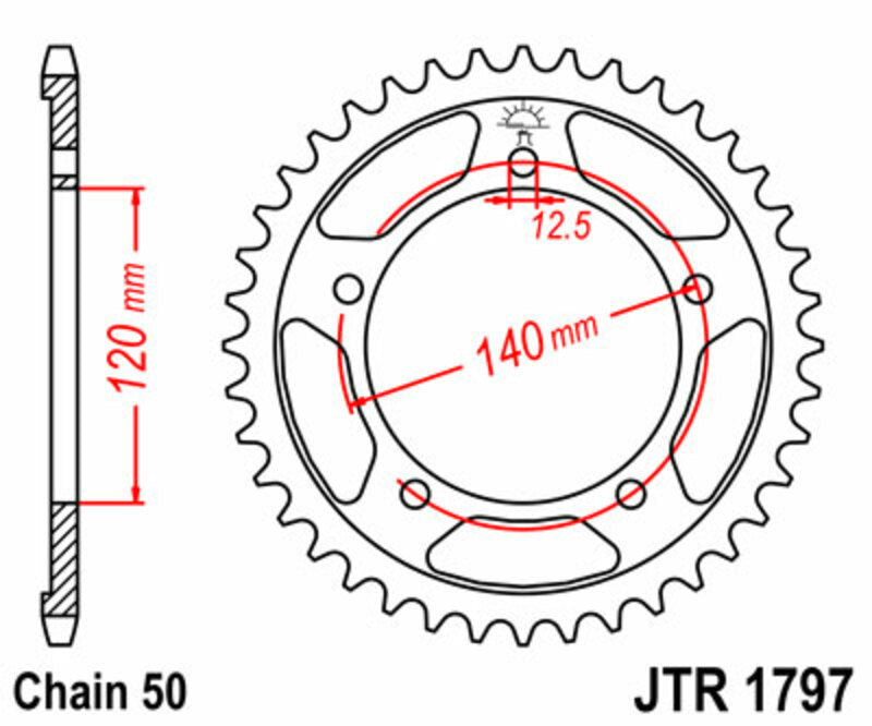 Corona JT SPROCKETS acero estándar 1797 - Paso 530 JT SPROCKETS JTR1797.41