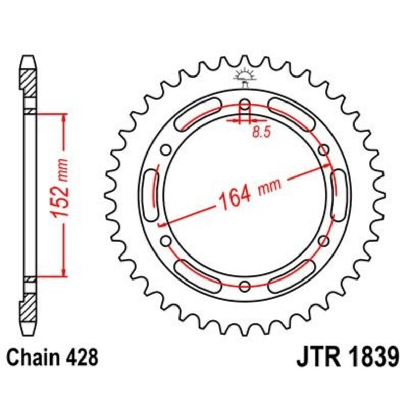 Corona JT 1839 de acero con 55 dientes JT SPROCKETS JTR1839.55