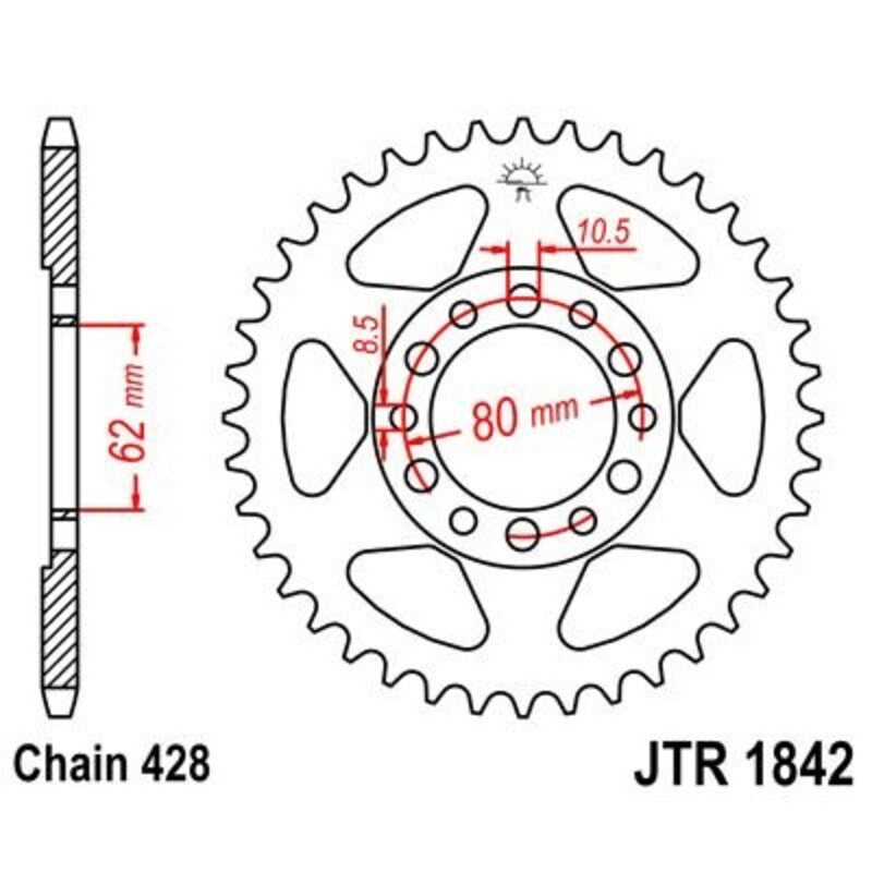 Corona JT 1842 de acero con 37 dientes JT SPROCKETS JTR1842.37