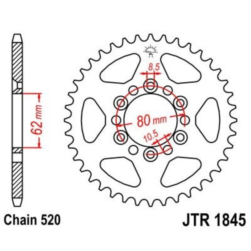 Corona JT 1845 de acero con 37 dientes JT SPROCKETS JTR1845.37