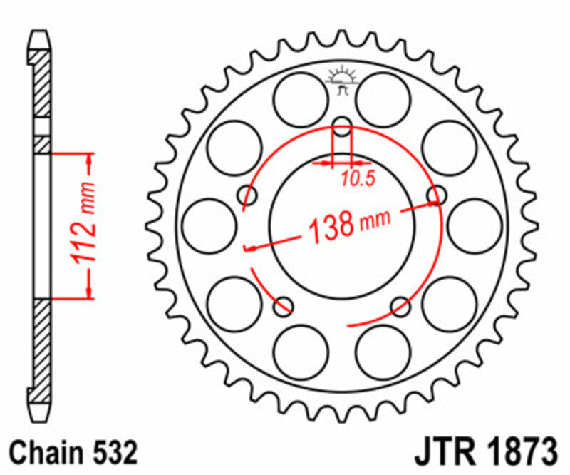 Corona JT 1873 de acero con 48 dientes JT SPROCKETS JTR1873.48