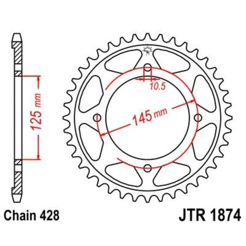 Corona JT 1874 de acero con 56 dientes JT SPROCKETS JTR1874.56
