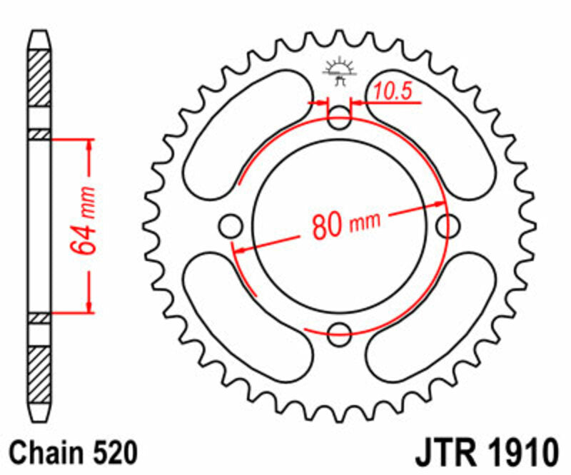 Corona JT SPROCKETS acero estándar 1910 - Paso 520 JT SPROCKETS JTR1910.32