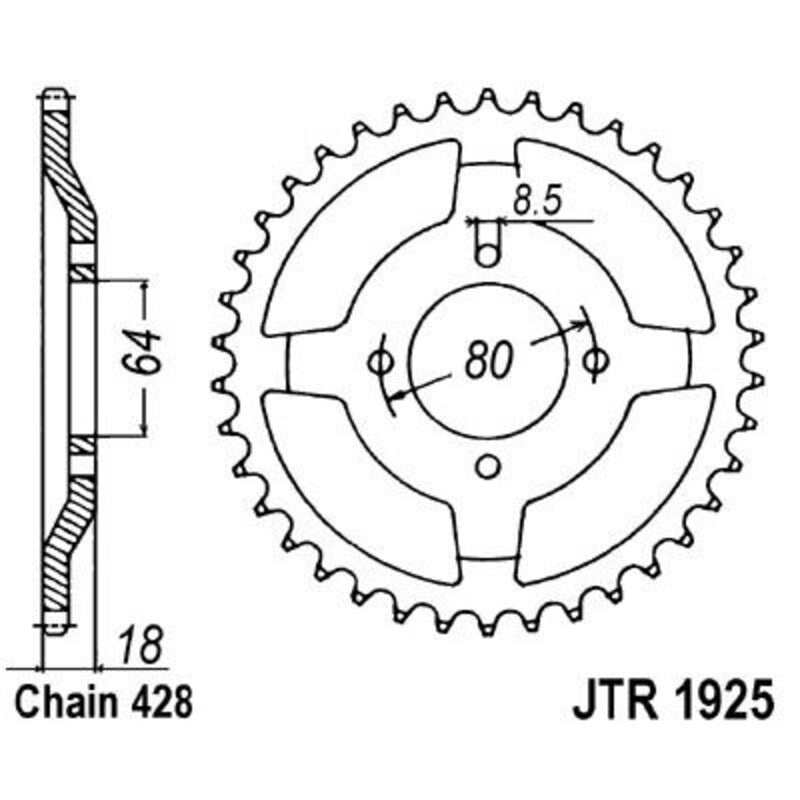 Corona JT 1925 de acero con 51 dientes JT SPROCKETS JTR1925.51