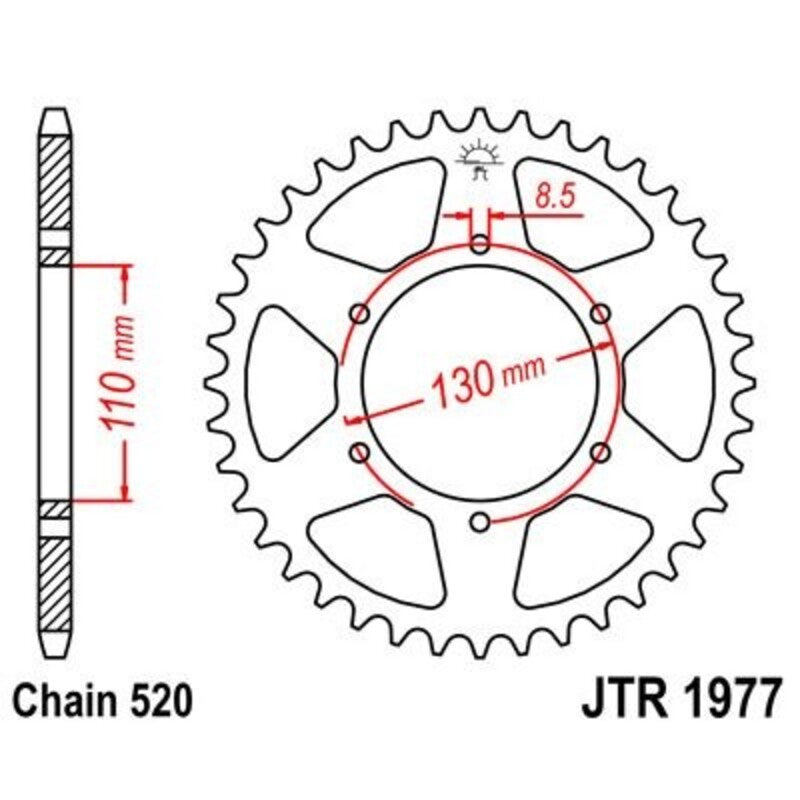 Corona JT 1977 de acero con 45 dientes JT SPROCKETS JTR1977.45