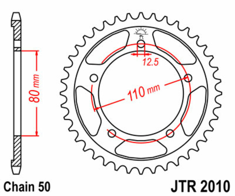 Corona JT SPROCKETS acero estándar 2010 - Paso 530 JT SPROCKETS JTR2010.43