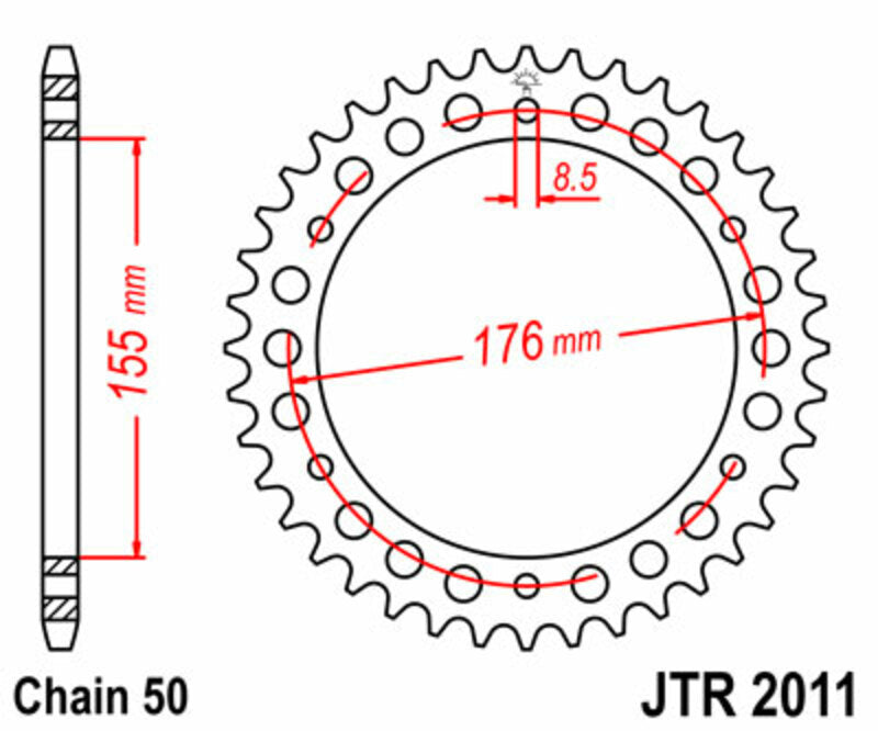 Corona JT SPROCKETS acero estándar 2011 - Paso 530 JT SPROCKETS JTR2011.43