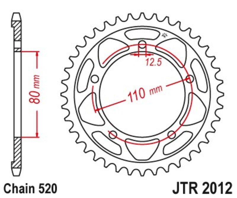 Corona JT 2012 de acero con 42 dientes JT SPROCKETS JTR2012.42