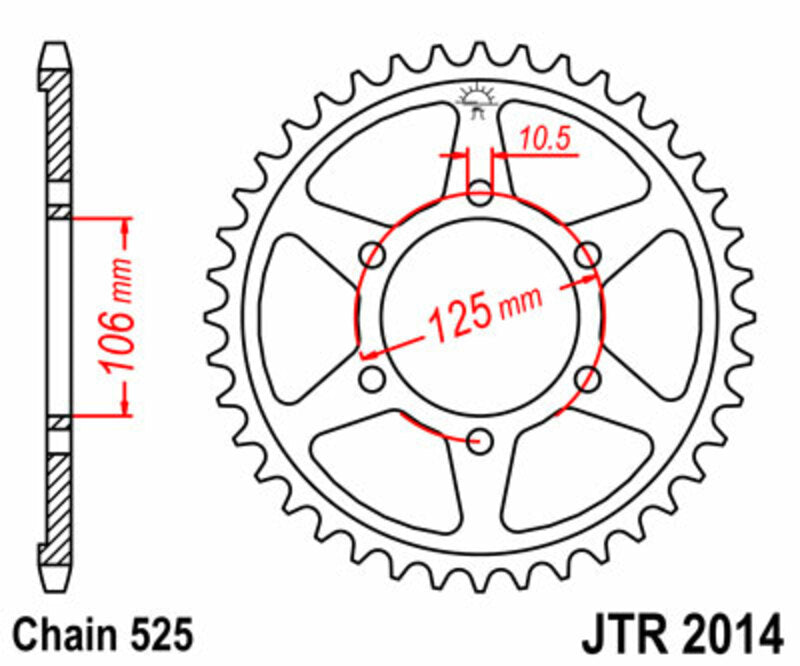 Corona JT SPROCKETS acero estándar 2014 - Paso 525 JT SPROCKETS JTR2014.47