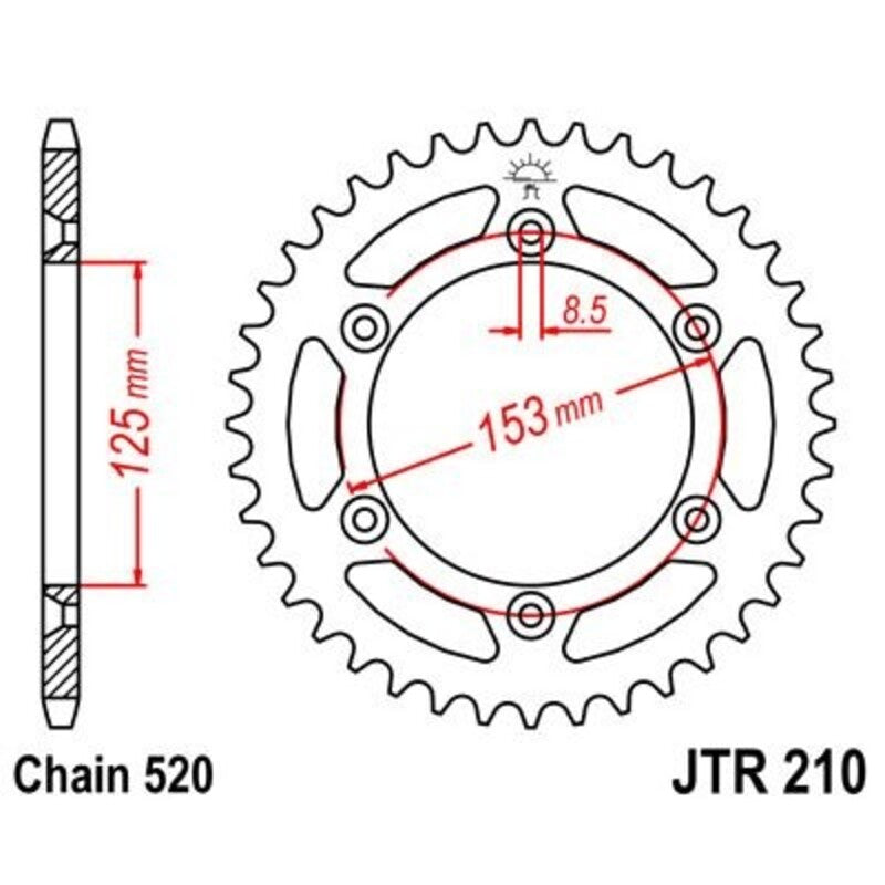 Corona JT 210 de acero con 38 dientes JT SPROCKETS JTR210.38