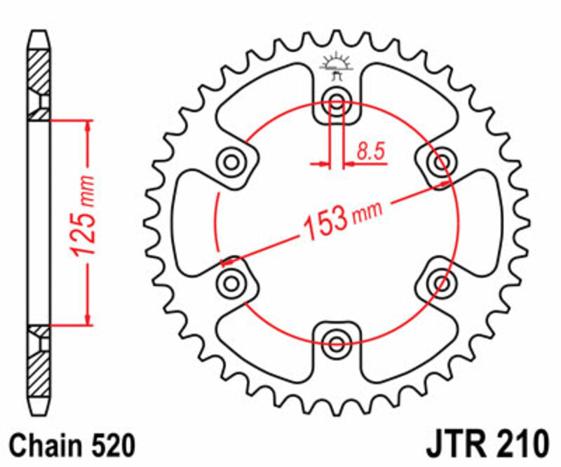 Corona JT 210 de acero con 49 dientes JT SPROCKETS JTR210.49