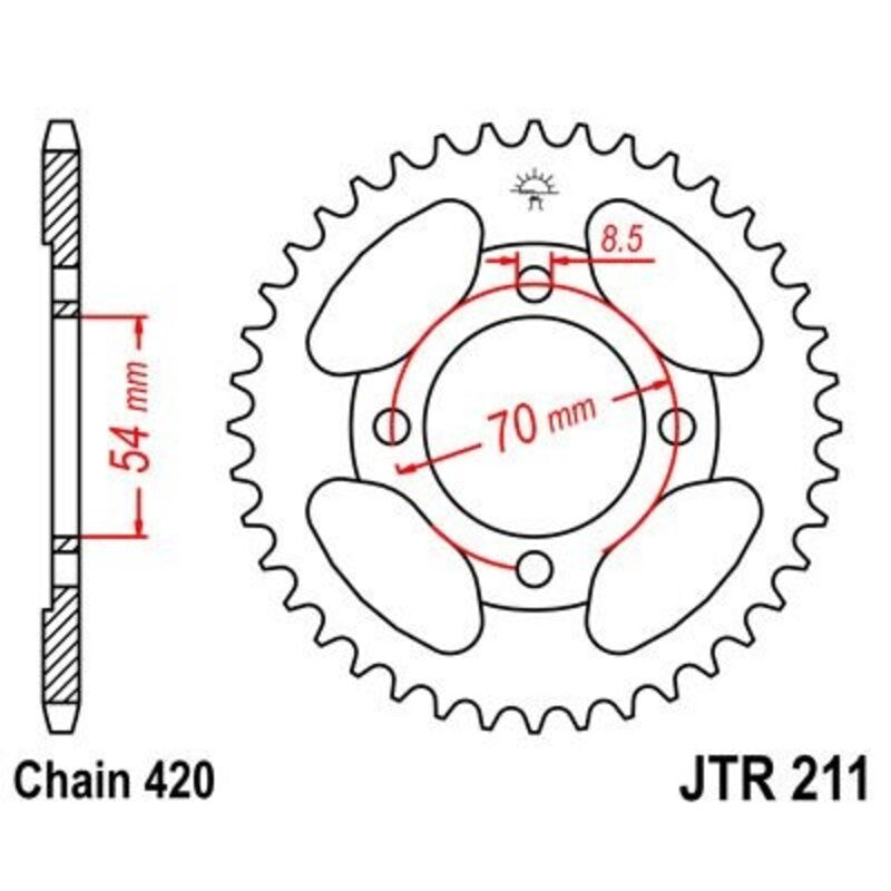 Corona JT 211 de acero con 42 dientes JT SPROCKETS JTR211.42