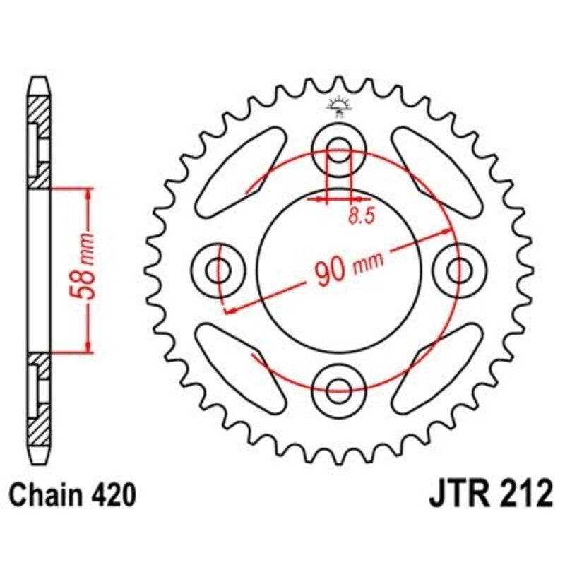 Corona JT 212 de acero con 37 dientes JT SPROCKETS JTR212.37
