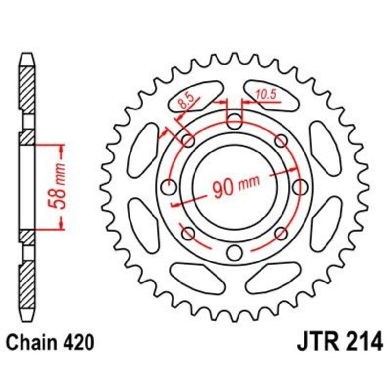 Corona JT 214 de acero con 36 dientes JT SPROCKETS JTR214.36