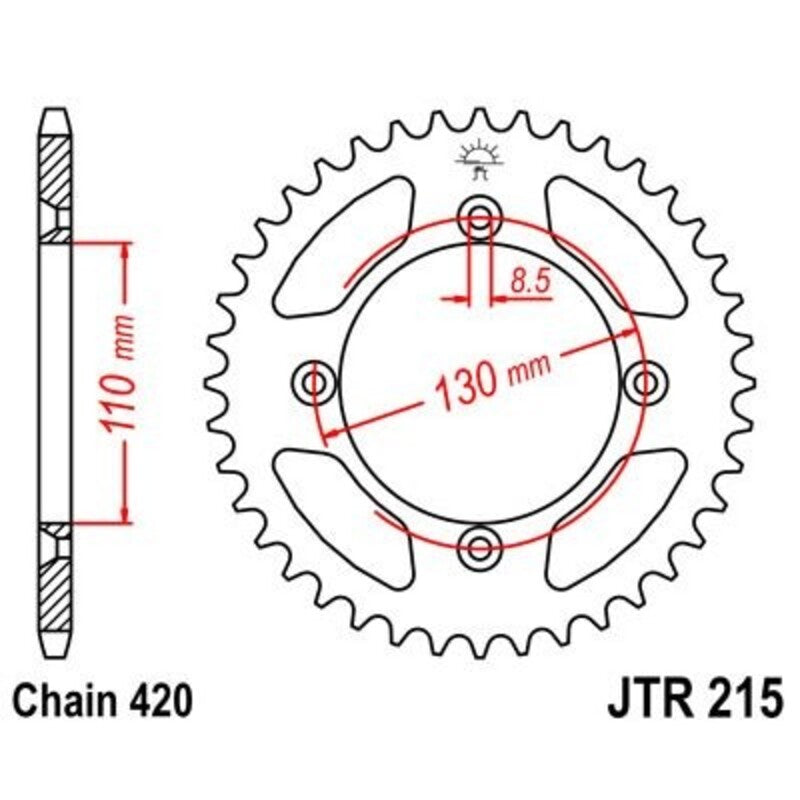 Corona JT 215 de acero con 49 dientes JT SPROCKETS JTR215.49