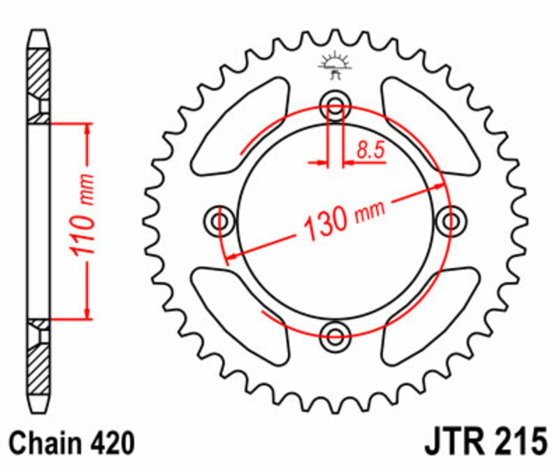 Corona JT 215 de acero con 55 dientes JT SPROCKETS JTR215.55