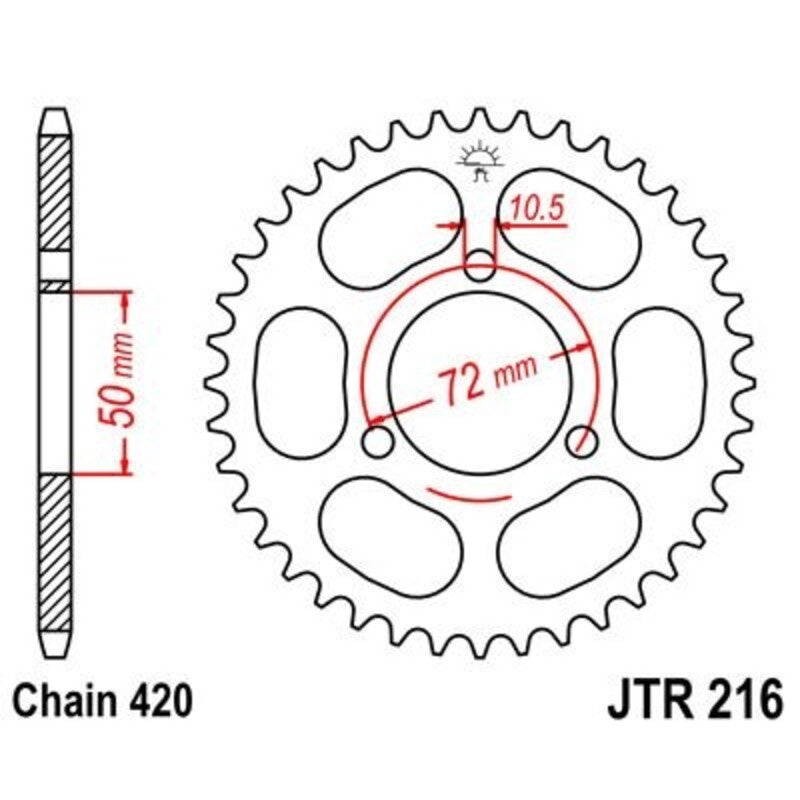 Corona JT 216 de acero con 43 dientes JT SPROCKETS JTR216.43