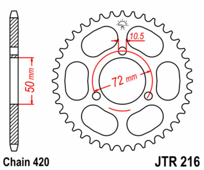 Corona JT SPROCKETS acero estándar 216 - Paso 420 JT SPROCKETS JTR216.45