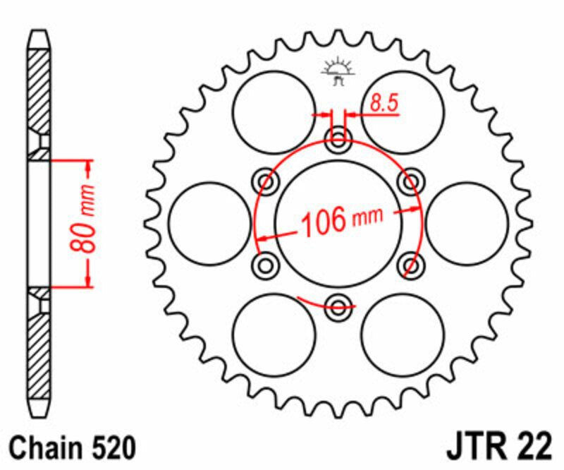 Corona JT 22 de acero con 49 dientes JT SPROCKETS JTR22.49