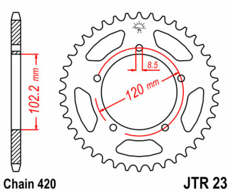Corona JT SPROCKETS acero estándar 23 - Paso 420 JT SPROCKETS JTR23.47