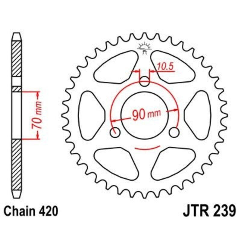 Corona JT 239 de acero con 38 dientes JT SPROCKETS JTR239.38
