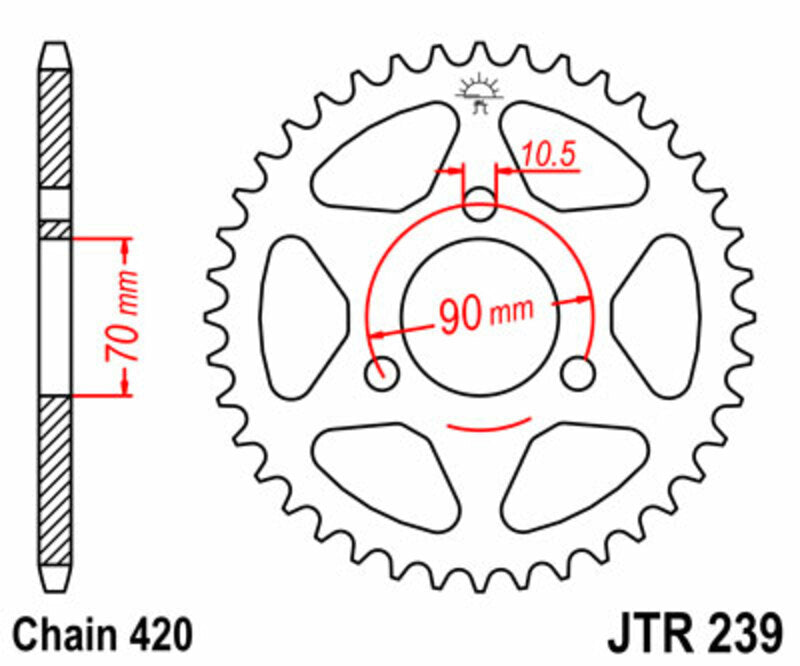 Corona JT SPROCKETS acero estándar 239 - Paso 420 JT SPROCKETS JTR239.45