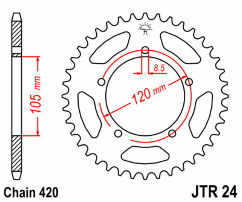 Corona JT SPROCKETS acero estándar 24 - Paso 420 JT SPROCKETS JTR24.51