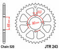 Corona JT SPROCKETS acero estándar 243 - Paso 520 JT SPROCKETS JTR243.42