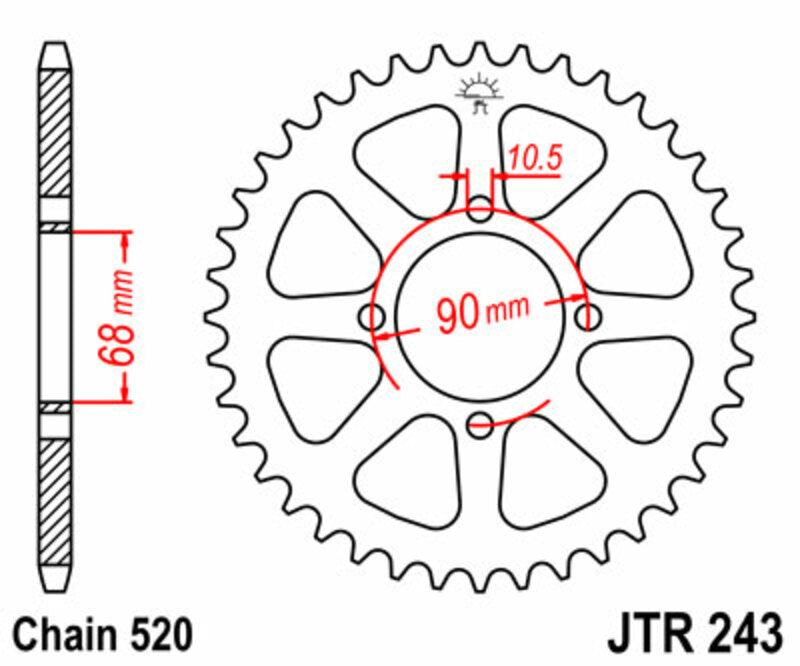 Corona JT SPROCKETS acero estándar 243 - Paso 520 JT SPROCKETS JTR243.42