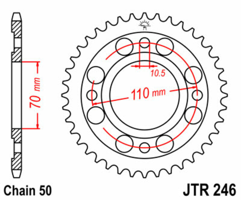 Corona JT SPROCKETS acero estándar 246 - Paso 530 JT SPROCKETS JTR246.41